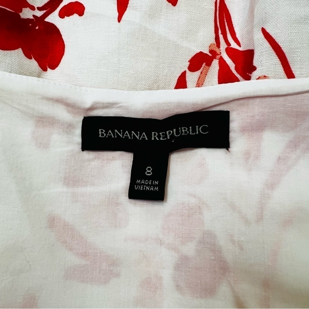 Banana Republic Linen & Cotton Blend Red, Pink & White Floral Mini Dress. Size 8 - Picture 11 of 16